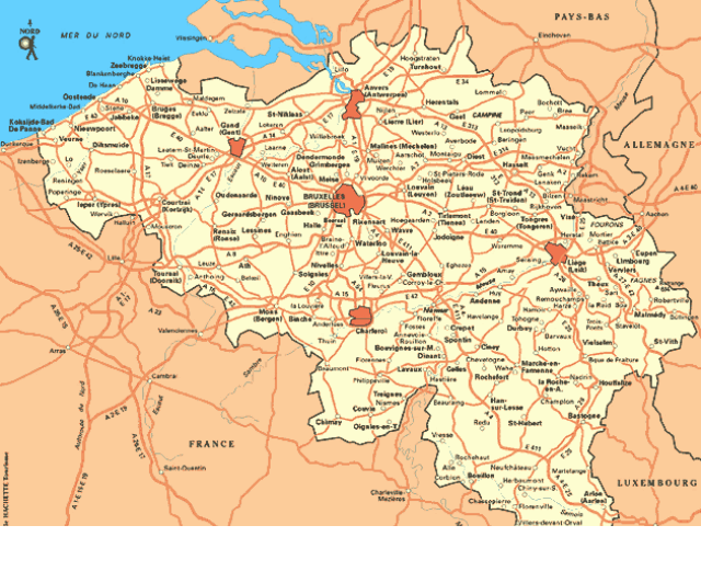 Belgicko - mapa