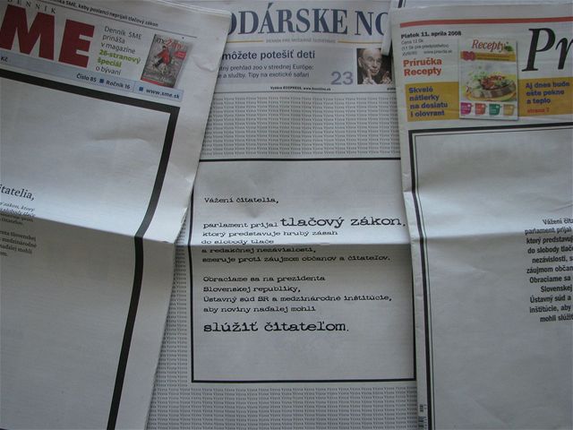 Denníky, protest, tlačový zákon