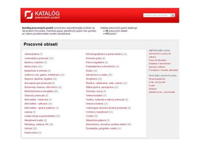 Katalóg pracovných pozícií