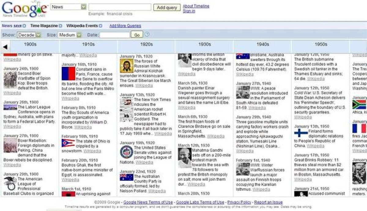 Google News Timeline
