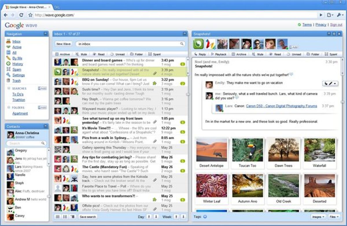 Google Wave, Facebook Twitter