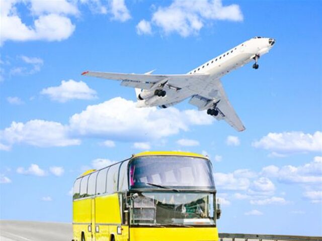 autobus - lietadlo - dovolenka - doprava