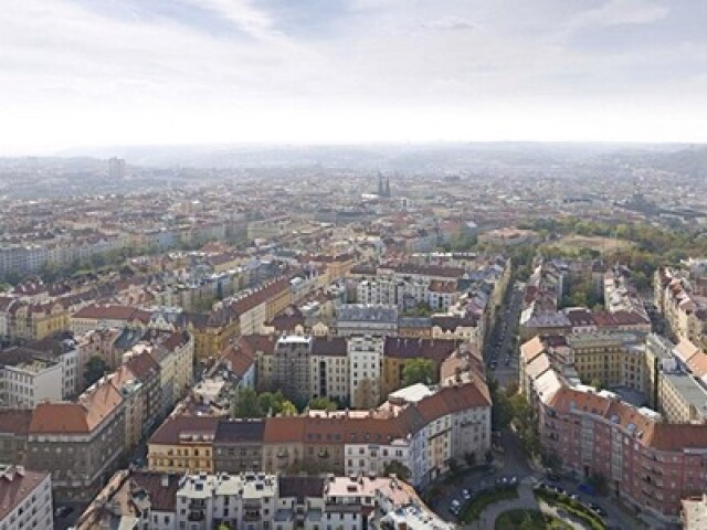Praha, panoramatická fotka, Žižkovská televízna veža, mesto, metropola, budovy, panoráma