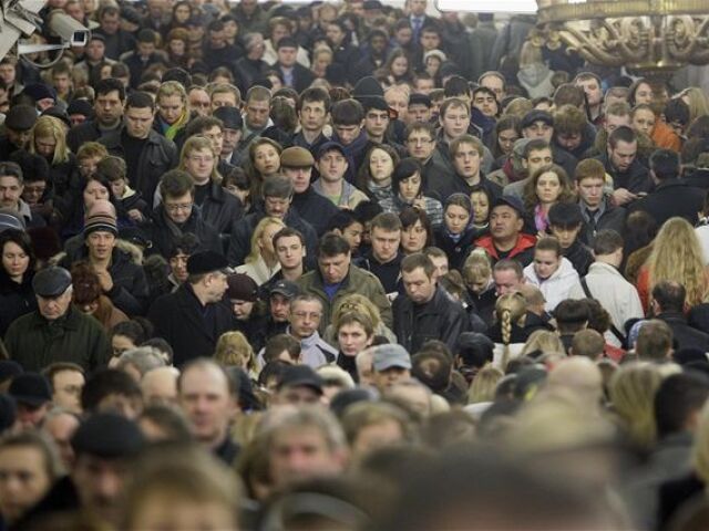 Moskva, metro, ľudia, dav