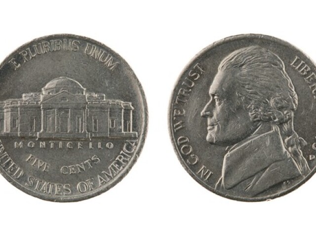 minca, USA, päť centov, cent, peniaze
