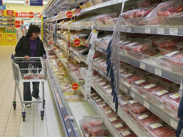 nákup, mäso, potraviny, inflácia, nakupovanie