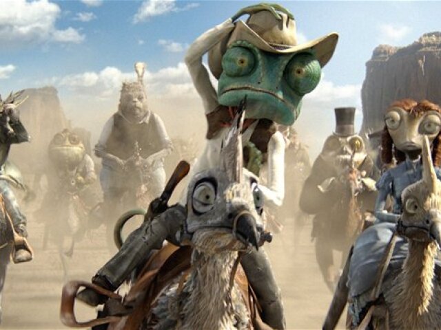 Chameleón Rango v nasadení westernového hrdinu.
