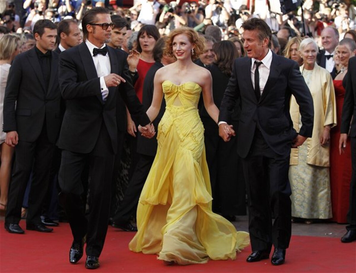 Brad Pitt, Jessica Chastain a Sean Penn