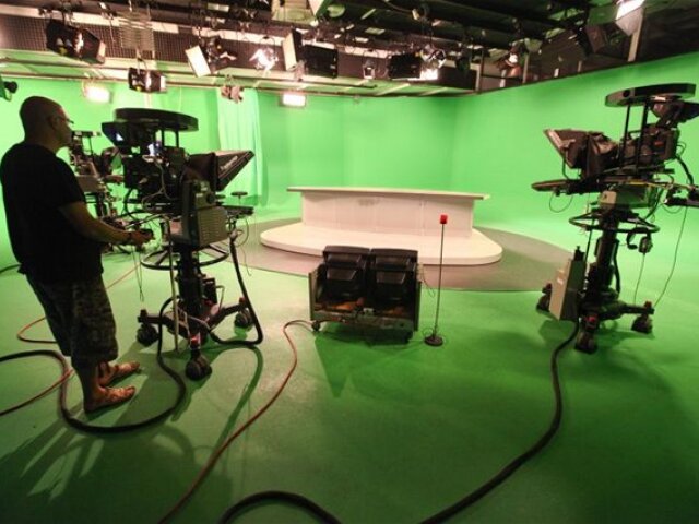 STV, štúdio, správy, kameraman
