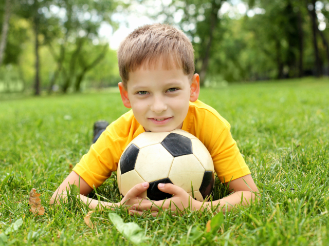 futbalista, dieťa, futbal, lopta
