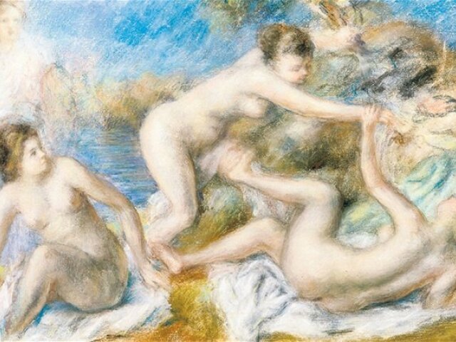 Pierre-Auguste Renoir, Kúpajúce sa ženy pri hre s krabom, 1897 - 1900 (výrez)