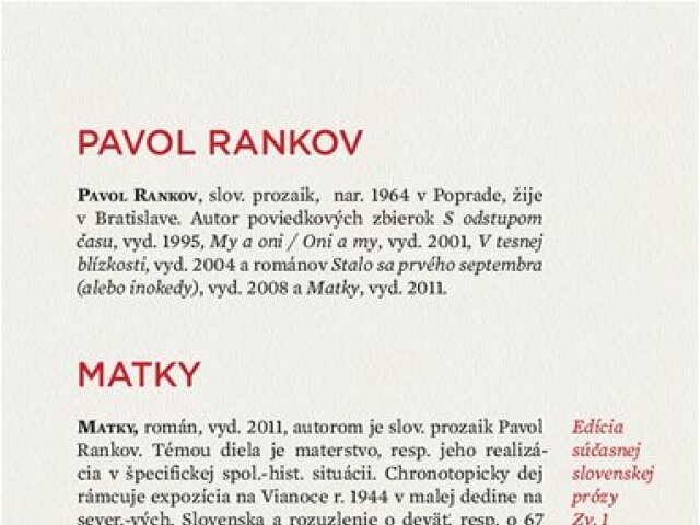 Pavol Rankov: Matky