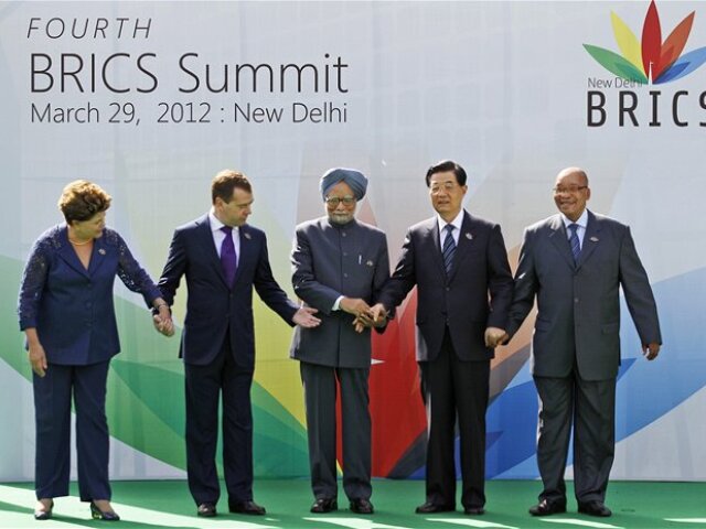BRICS, Dilma Rousseffová, Dmitrij Medvedev, Manmohan Singh, Chu Ťin-tchao, Jacob Zuma 