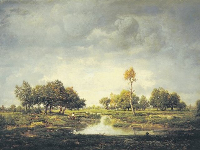 Théodore Rousseau: Vodný tok v Sologne pri Romorantin, 1857 (výrez)