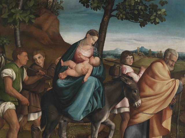 Jacopo del Ponte, zvaný Bassano: Útek do Egypta, 1534 (výrez)