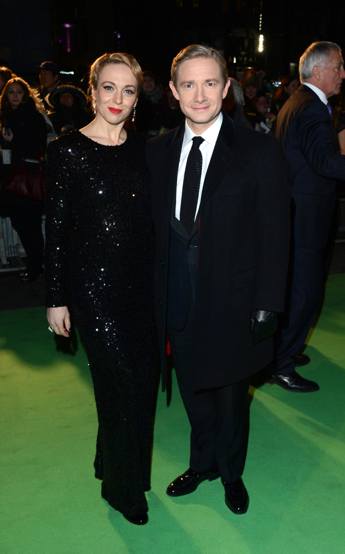 Britain Martin Freeman a jeho partnerka Amanda AbbingtonHobbit Premiere