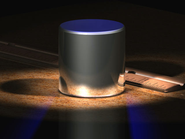 kilogram, valec, pravítko