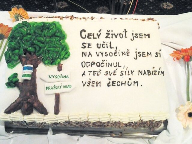 Miloš Zeman, torta, oslavy
