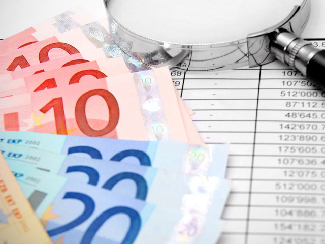 Graf, lupa, čísla, peniaze, ekonomika, euro