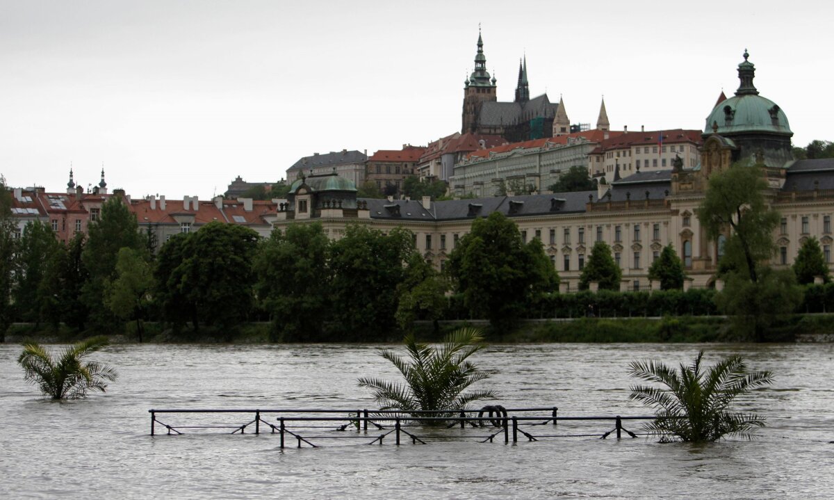 Vltava, povodne, Praha, Česko