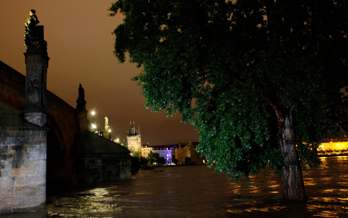 Vltava, povodne, Praha, Česko
