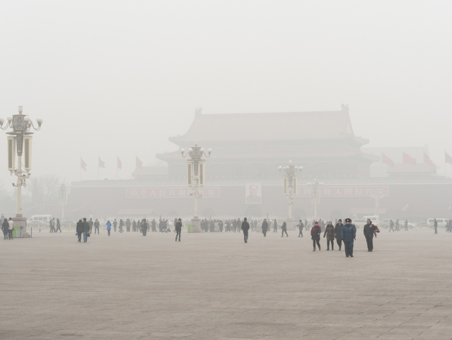 peking, smog, čína, námestie