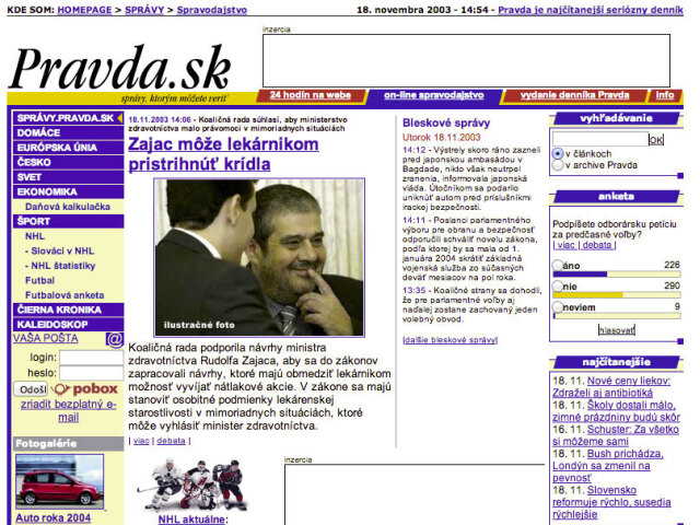 pravda.sk, november 2003