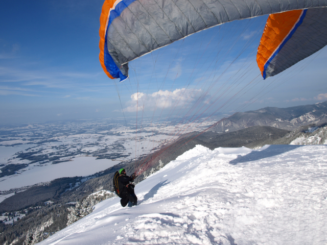 Chopok, zima, sneh, paraglajding, Donovaly