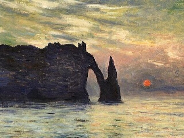 Claude Monet: Útes, Étretat, západ slnka