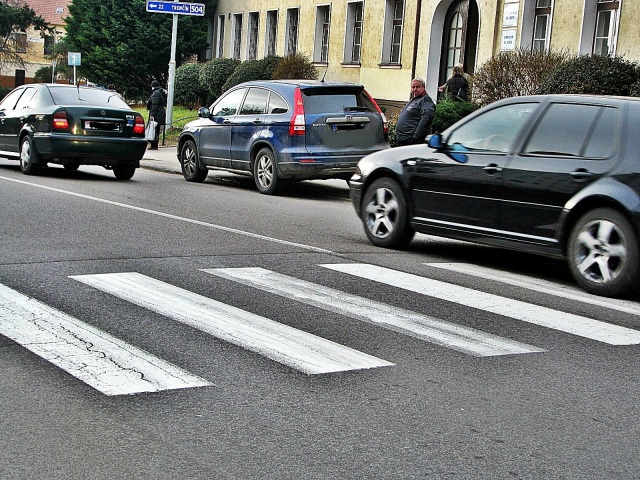 auto, cesta, chodník, škola, priechod