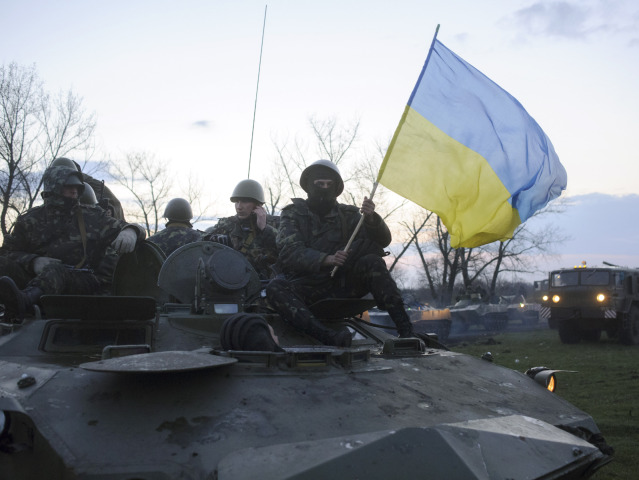 Ukraina, tank, vojaci, vlajka, Slaviansk