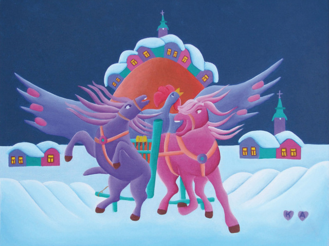 Ana Knjazovic: Červené vajce, olejomaľba, 2012