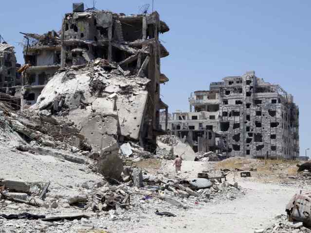 Sýria, Homs, bombardovanie