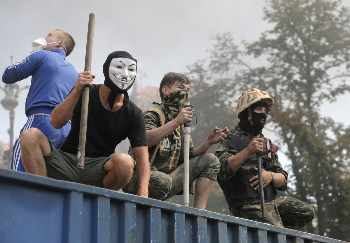 Kyjev, Ukrajina, Majdan, Námestie mieru, protesty, demonštrácia, proruskí separatisti