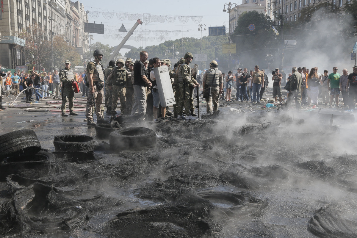Kyjev, Ukrajina, Majdan, Námestie nezávislosti, protesty, demonštrácia, proruskí separatisti