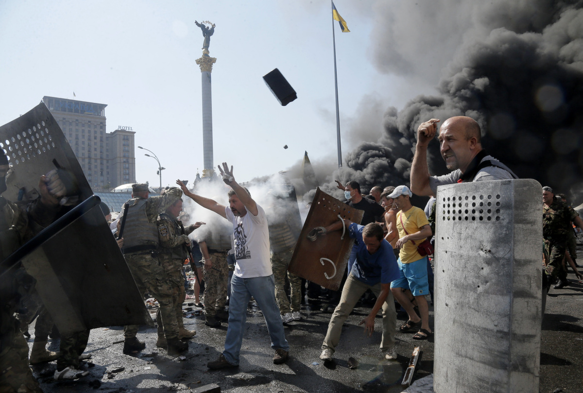 Kyjev, Ukrajina, Majdan, Námestie mieru, protesty, demonštrácia, proruskí separatisti