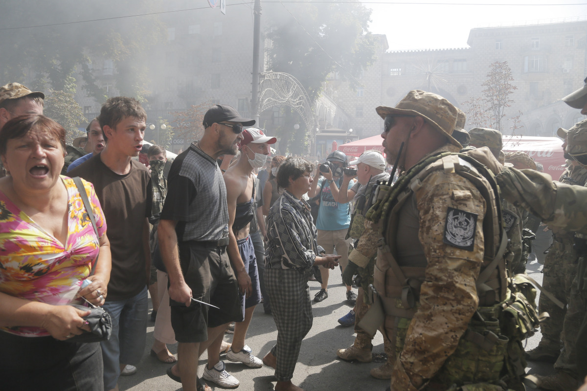 Kyjev, Ukrajina, Majdan, Námestie nezávislosti, protesty, demonštrácia, proruskí separatisti