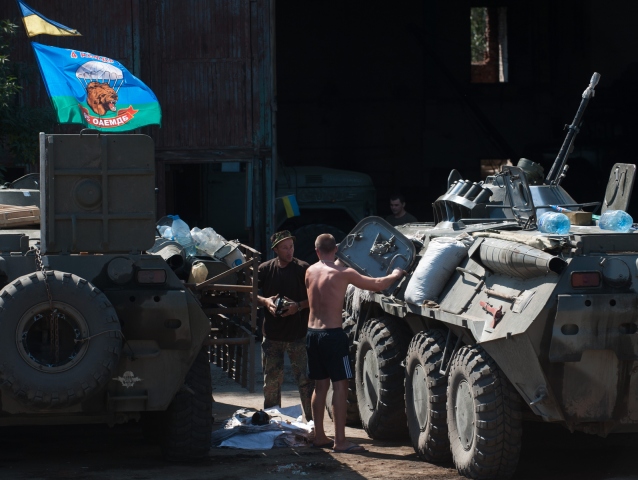 Ukrajina, Doneck, tank, vojaci