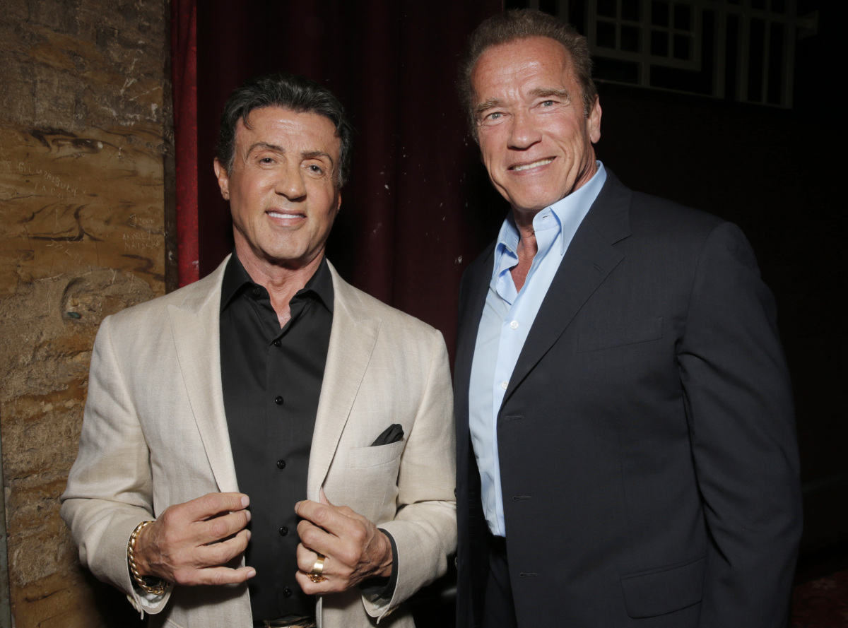 Sylvester Stallone, left, and Arnold Schwarzenegger