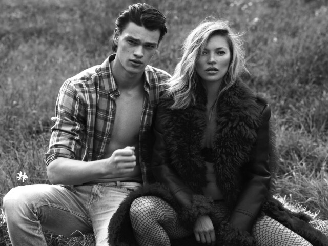 Slovenský model Filip Hrivnák a topmodelka Kate Moss spoločne pózovali pre magazín W. 
