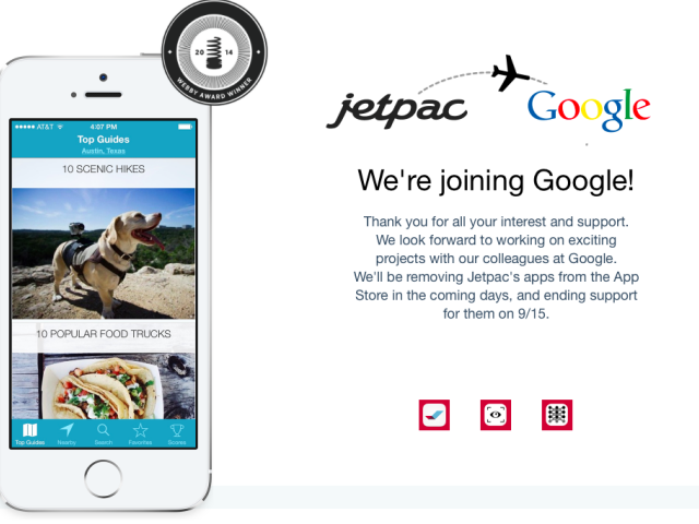 Jetpack, turistický sprievodca, Google