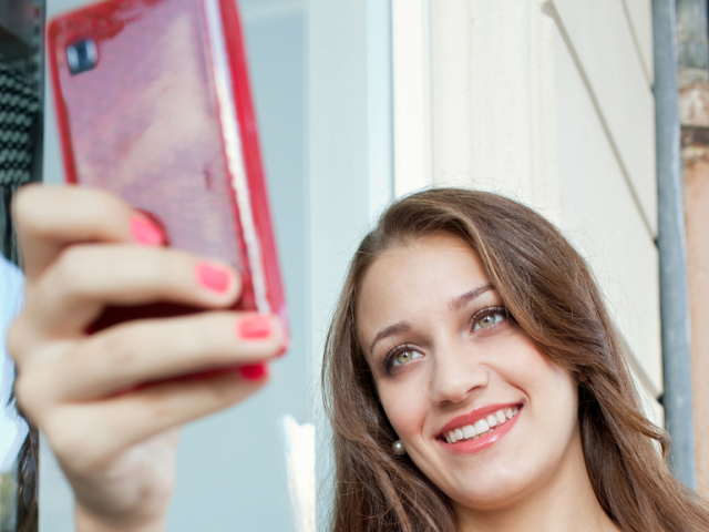 selfie, autoportrét, mobil, smartfón