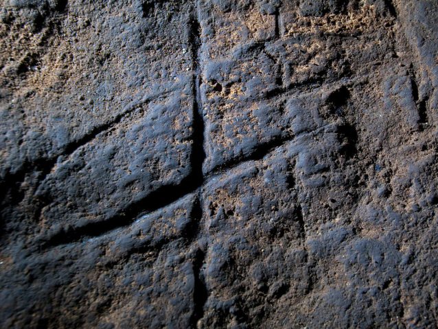 Neandertálci, jaskyňa, Gibraltár, rytina, stena, mriežka