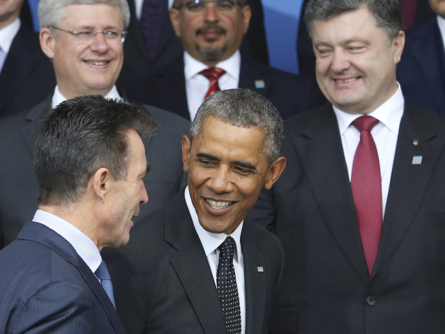 Obama, Rasmussen, Porošenko, NATO