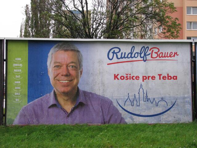 Rudolf Bauer, bilbord, Košice, komunálne voľby