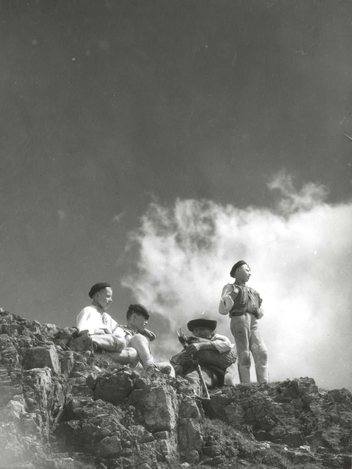 Karol Plicka, gajdoš, chlapci, fotografia