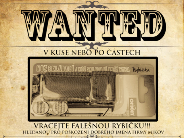 nožík, rybička, wanted, Mikov