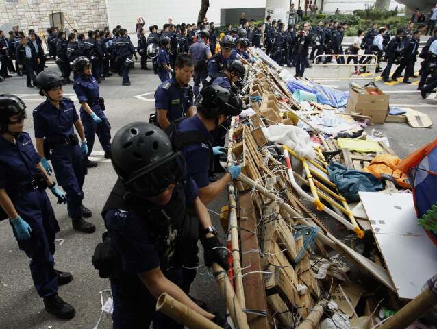 Hongkong, barikády, polícia