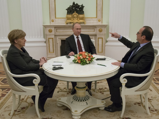 Putin, Merkelová, Hollande
