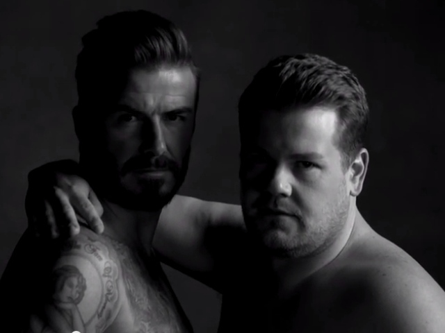 David Beckham (vľavo) a James Corden